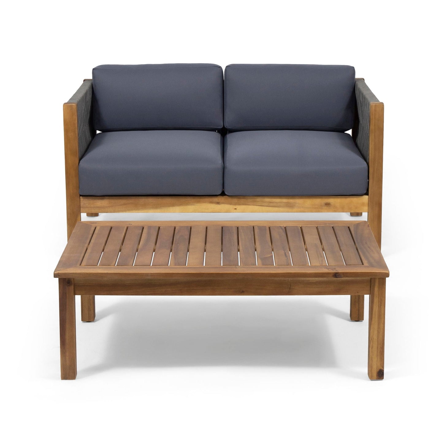 Charlotte Outdoor And Rope 4 Seater Chat Set With Cushions - Teak