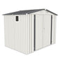 Outdoor Garden Storage Shed, Tool Shed With Pitched Roof Waterproof With 1 Window And 2 Lockable Door - White / Gray