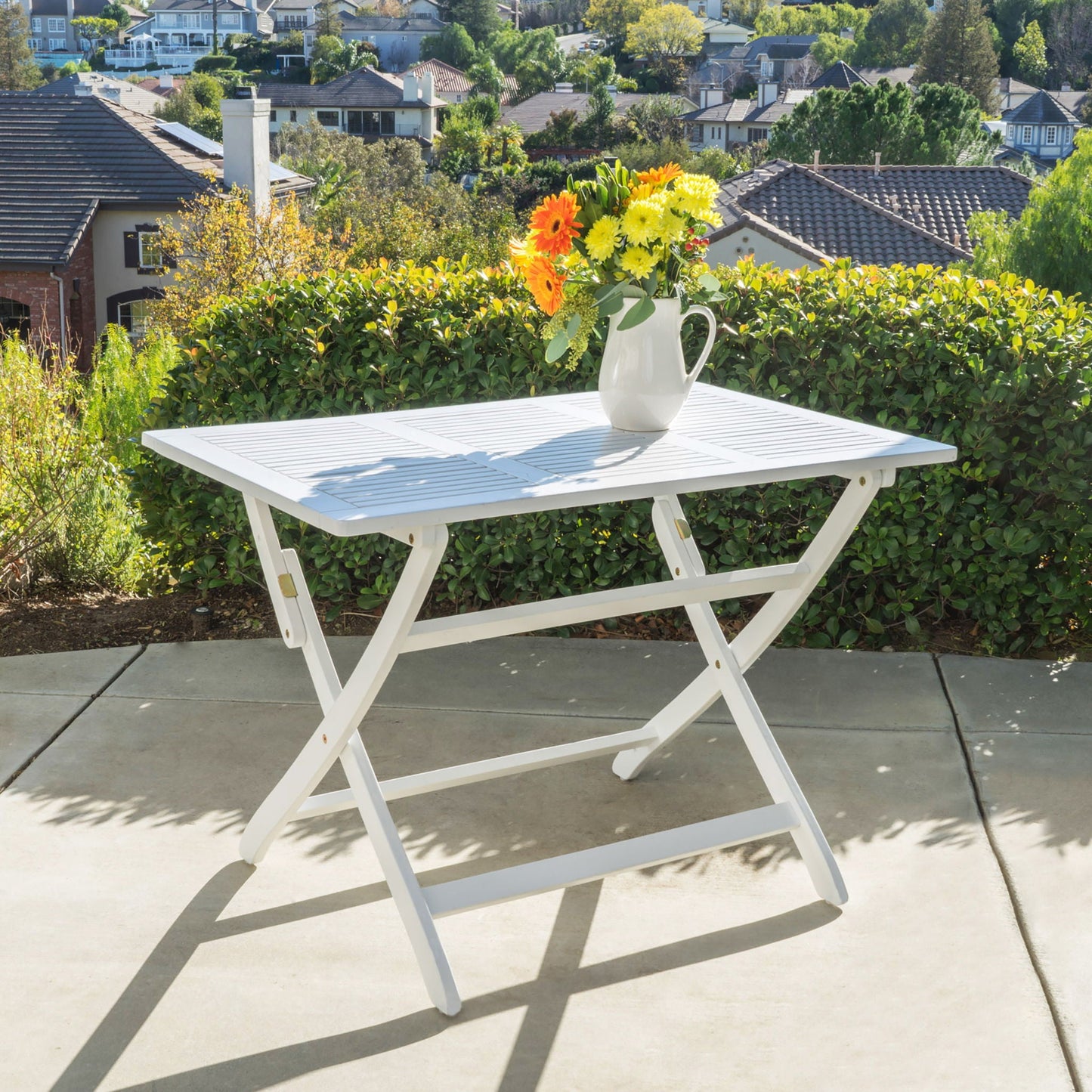 Blissique Outdoor Foldable Wood Dining Table With Slat Design