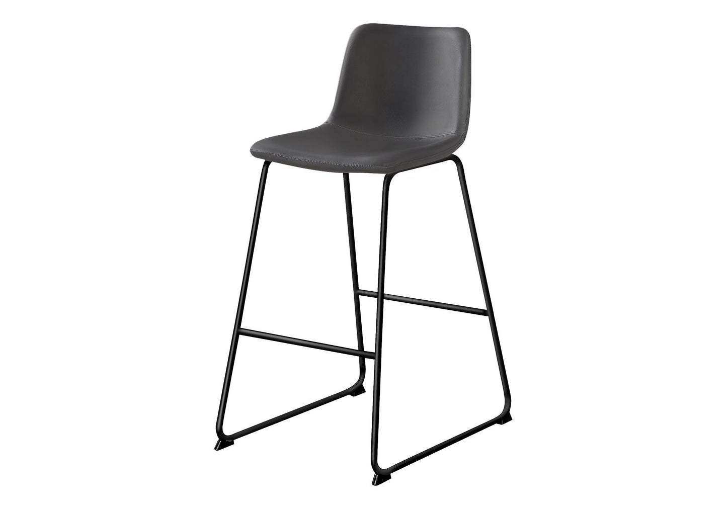 Bar Height Office Chair with Curved Backrest and Leather-Look Upholstery
