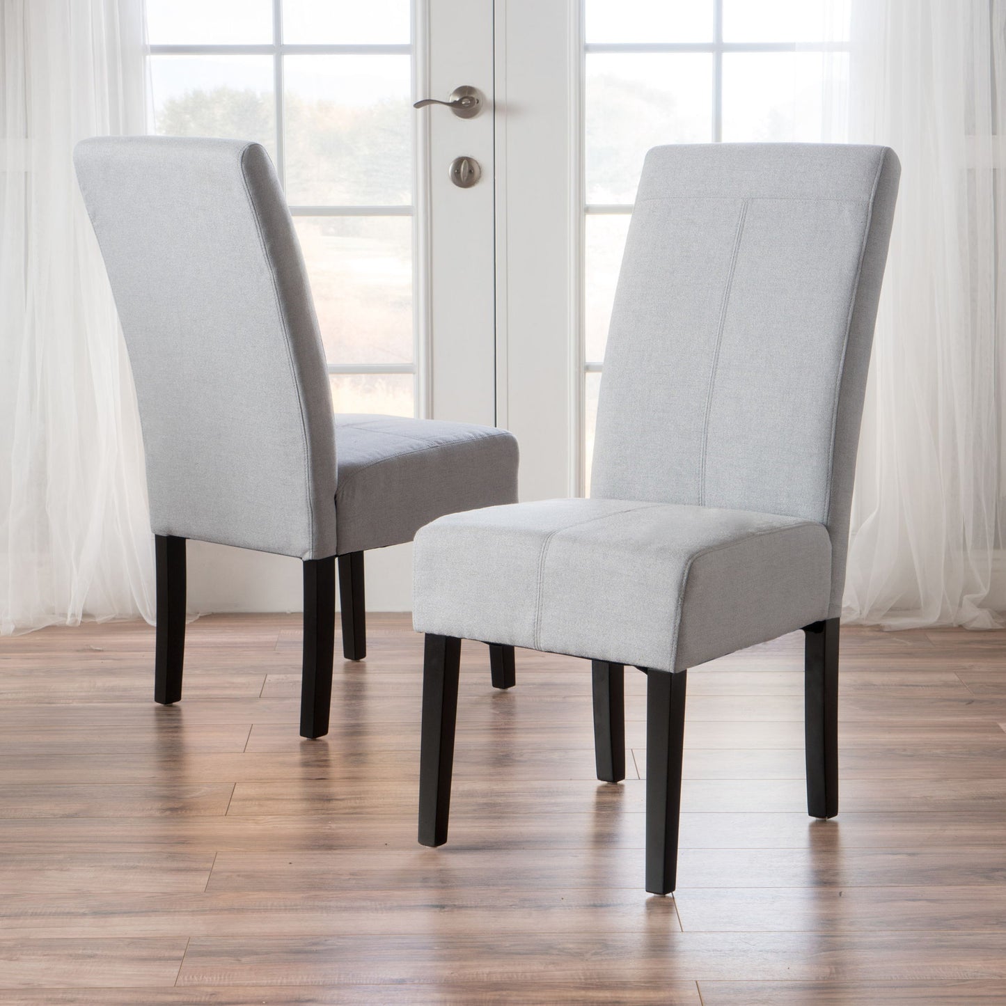 Amaranthine Upholstered Dining Chair With High Back And Wood Legs (Set of 2) - Light Gray
