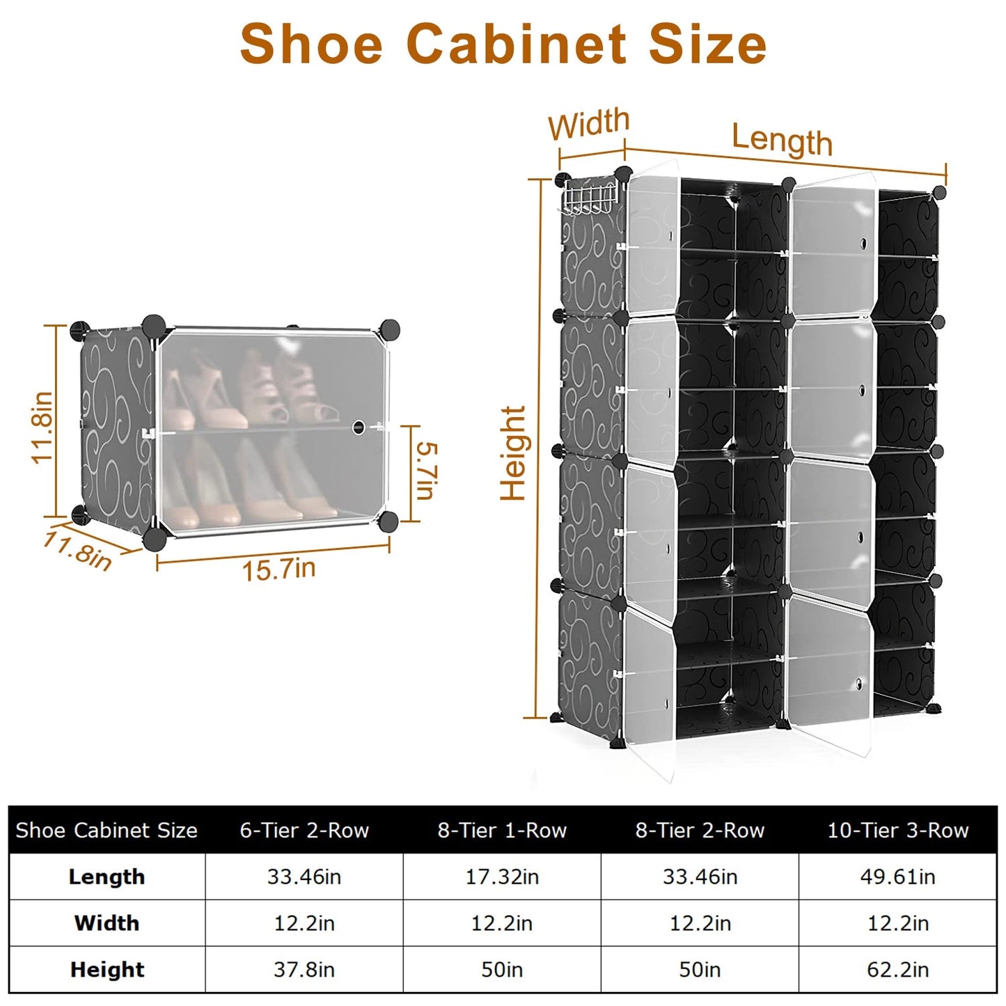 8-Tier Shoe Rack Organizer with Transparent Doors, 32 Pairs