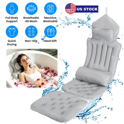 Full Body Bath Pillow with Lumbar Support & Suction Cups
