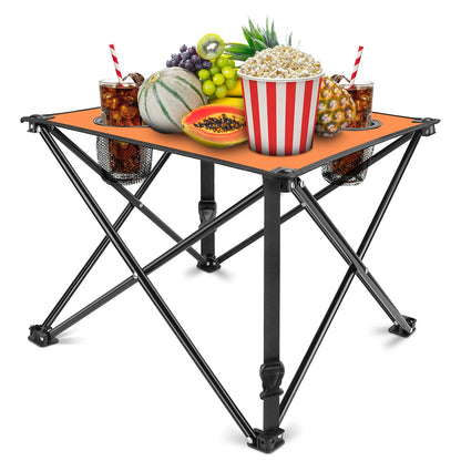 Portable Folding Camping Table with Cup Holders & Carry Bag