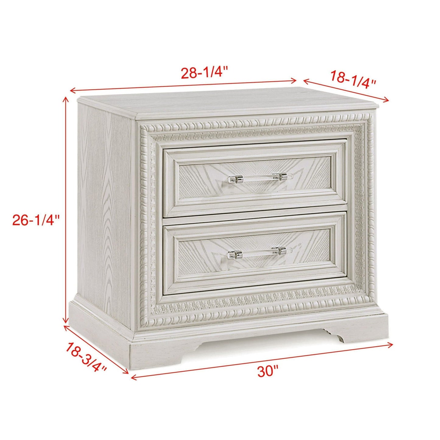 2 Drawer Storage Nightstand Bedroom Furniture - Antique White