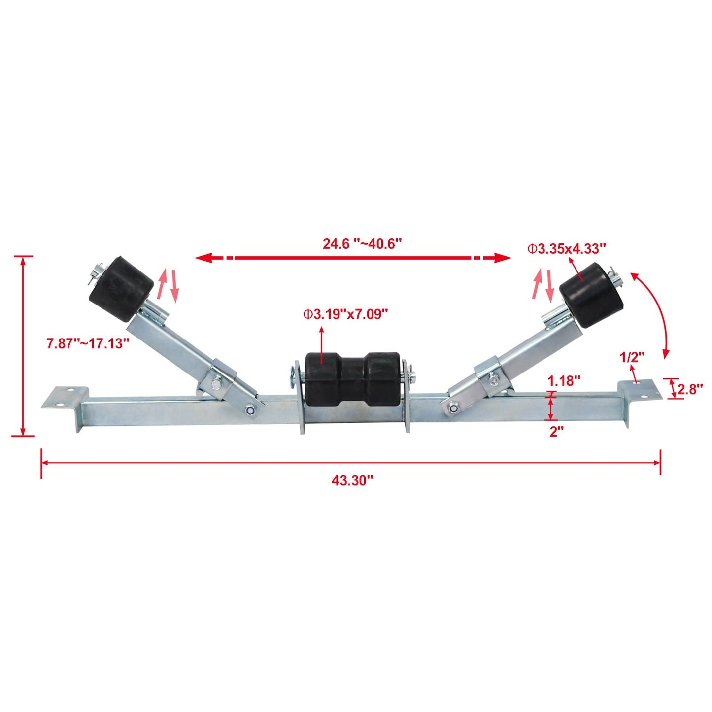 Heavy Duty Boat Trailer Support Bracket with Keel Rollers