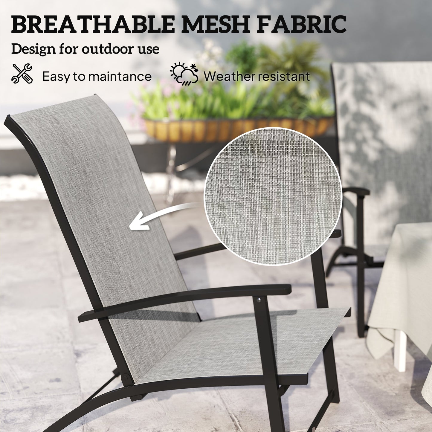 Outsunny Folding Patio Chairs Set of 2, Portable Outdoor Dining Chairs with High Back, Armrests