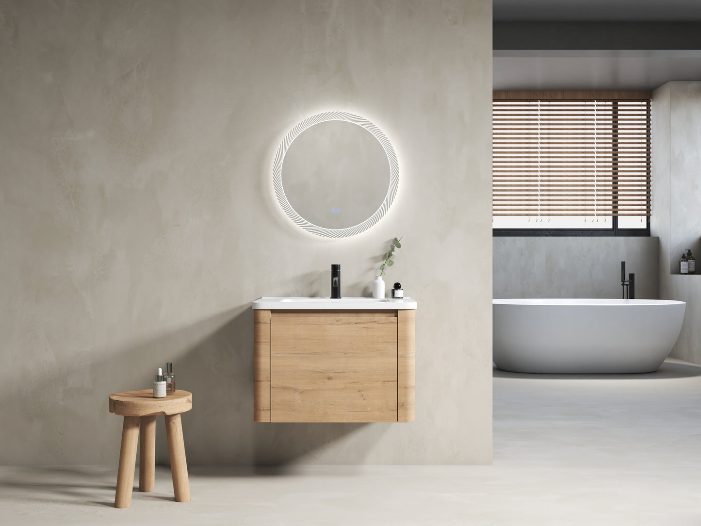 28'' Wall-Mounted Bathroom Vanity with Ceramic Sink