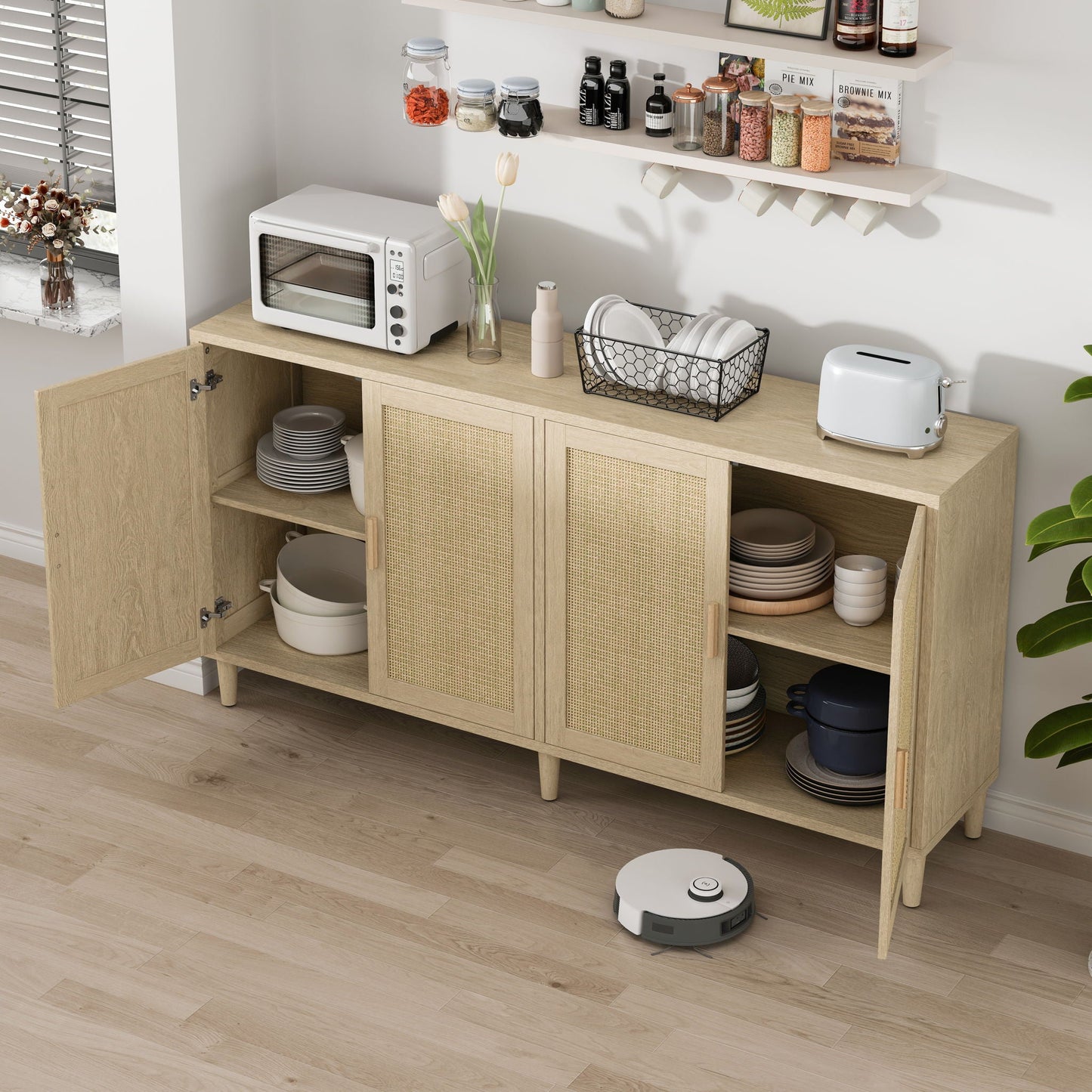 Buffet Cabinet With Adjustable Shelves For Kitchen