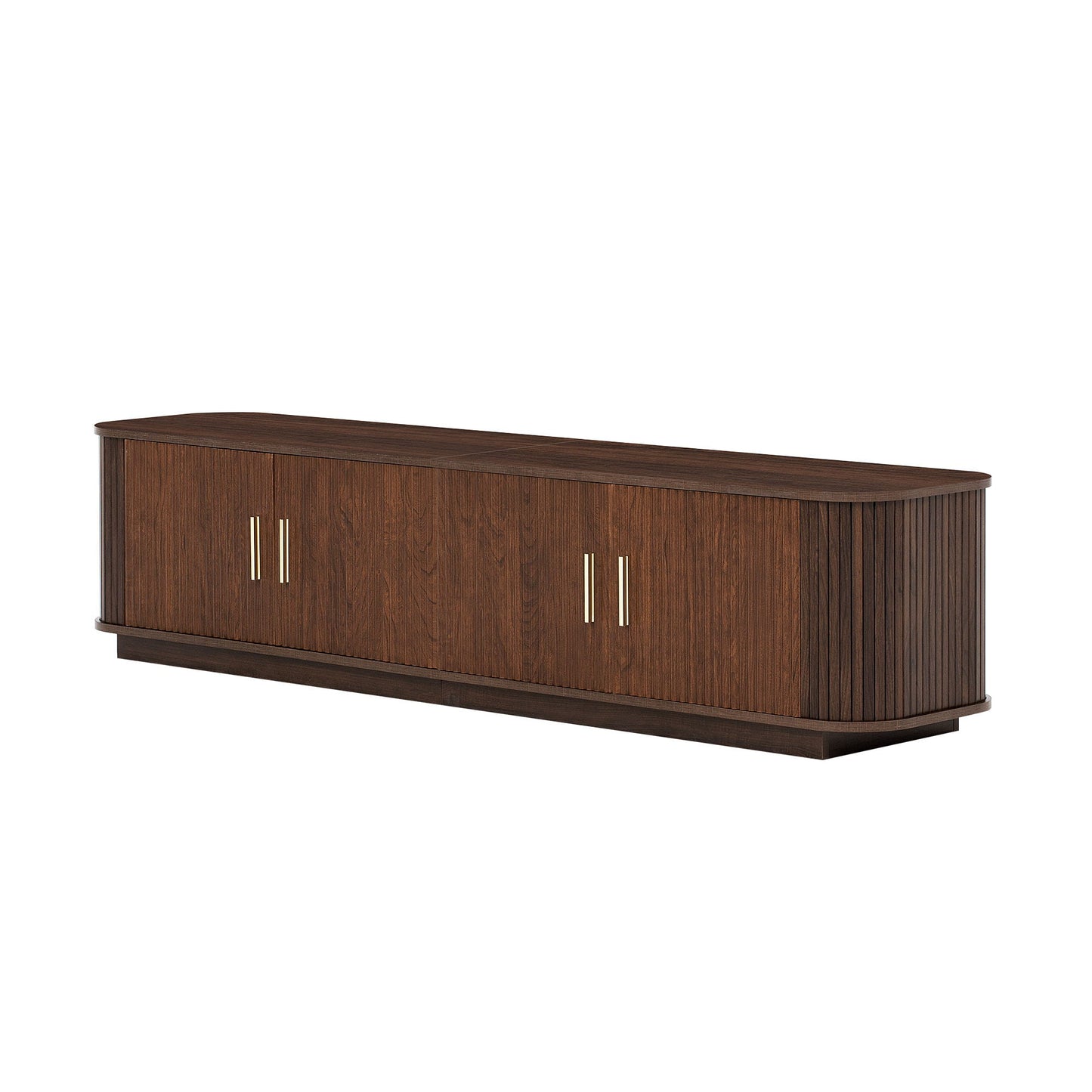 70" TV Stand With Ample Storage, Refined Curved Corners - Dark Brown