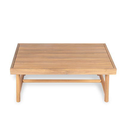 Patio Acacia Wood Chat Set, Club Chair + Coffee Table with Water-resistant Cushion