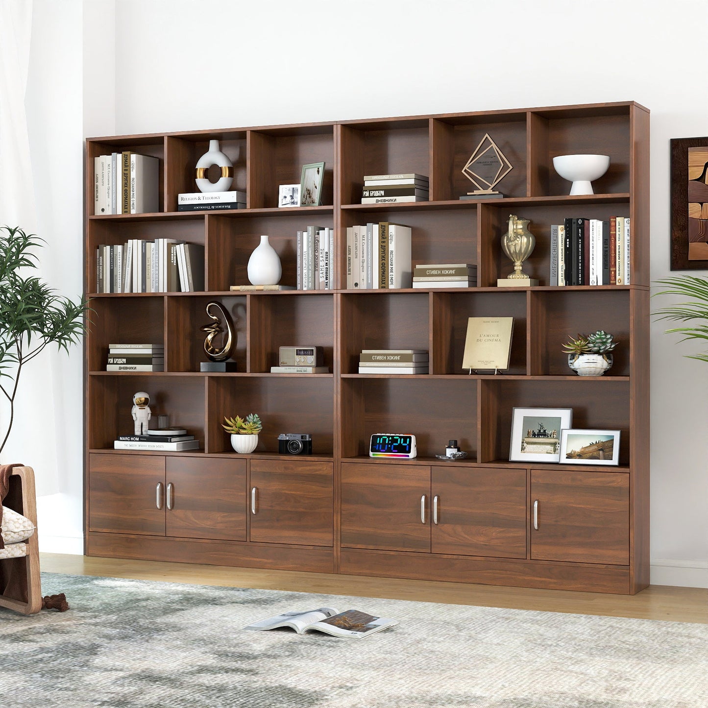 70.87" Tall Bookshelf with 10 Cubes and 3 Doors