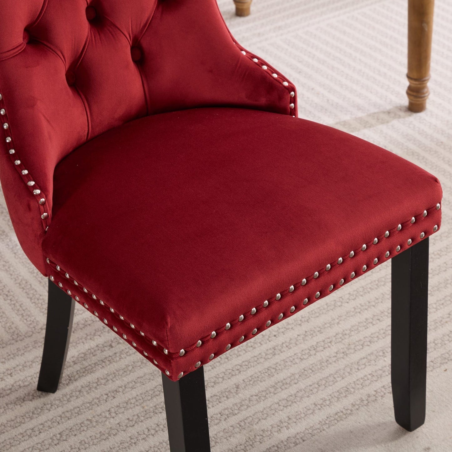 Classic Velvet Dining Chairs - Burgundy (Set of 2)