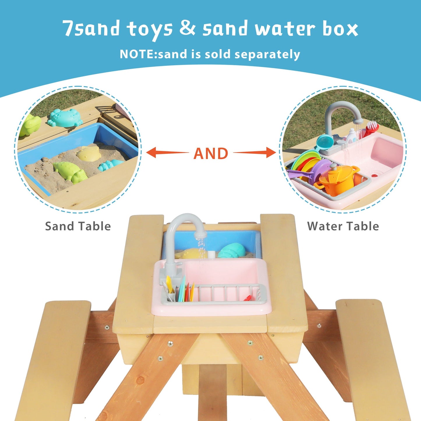 Kids Picnic Table With Sand and Water Table Conversion