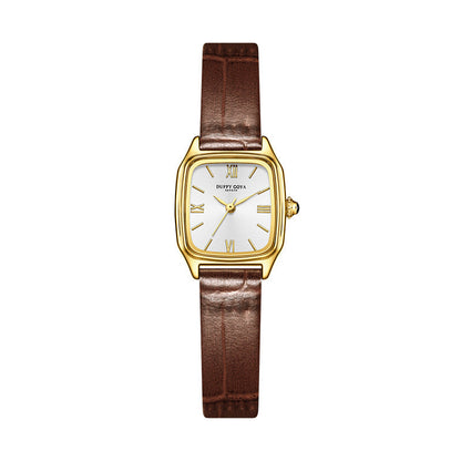 Genuine Leather Womens Watch Retro Square Dial Waterproof And Subtly Luxurious