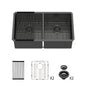 Double Bowl Undermount Kitchen Sink 16 Gauge 33" x 19" with Dual 10" Deep Basins - Gunmetal Black