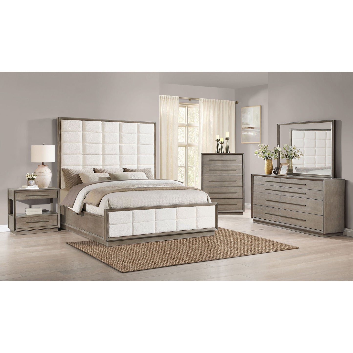 Prescott - 5 Drawer Bedroom Chest With Mitered Trim - Taupe