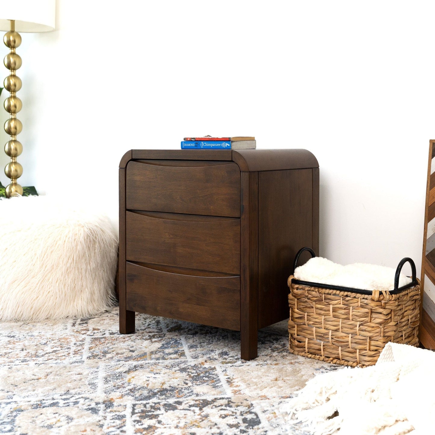 Lionel - Nightstand 3 Drawer Bed Side Table - Brown