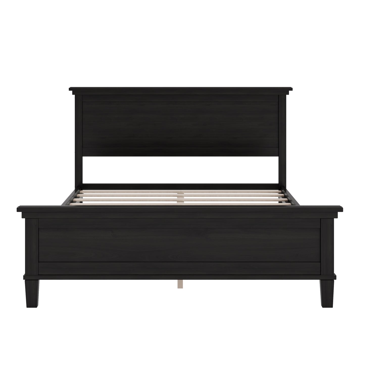 Mid-Century Modern Wood Platform Bed Frame with Headboard