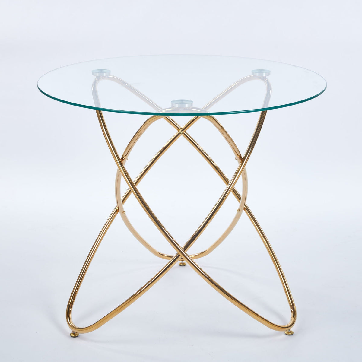 Metal Leg Dining Table With Tempered Glass Top