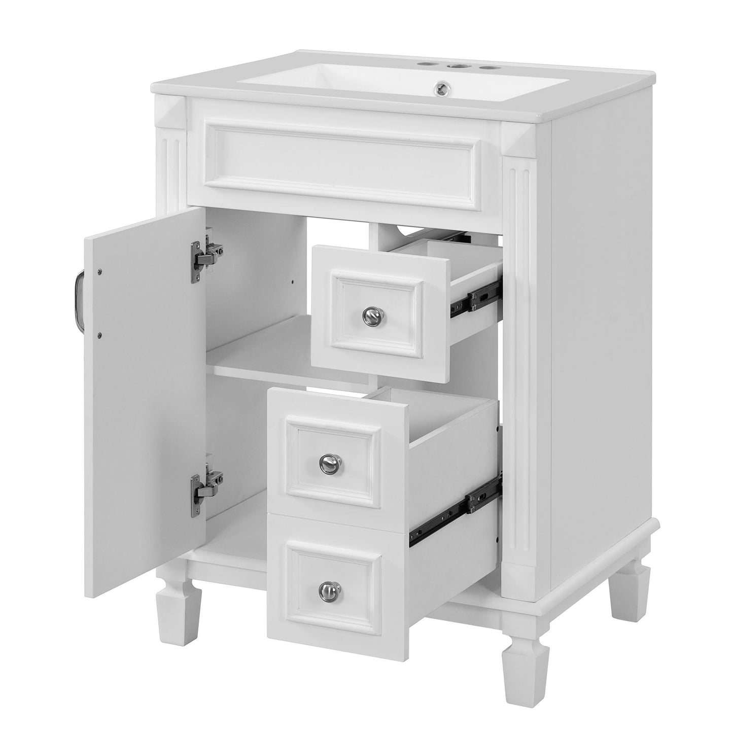 Bathroom Vanity With Sink, Compact Cabinet & 2 Drawers