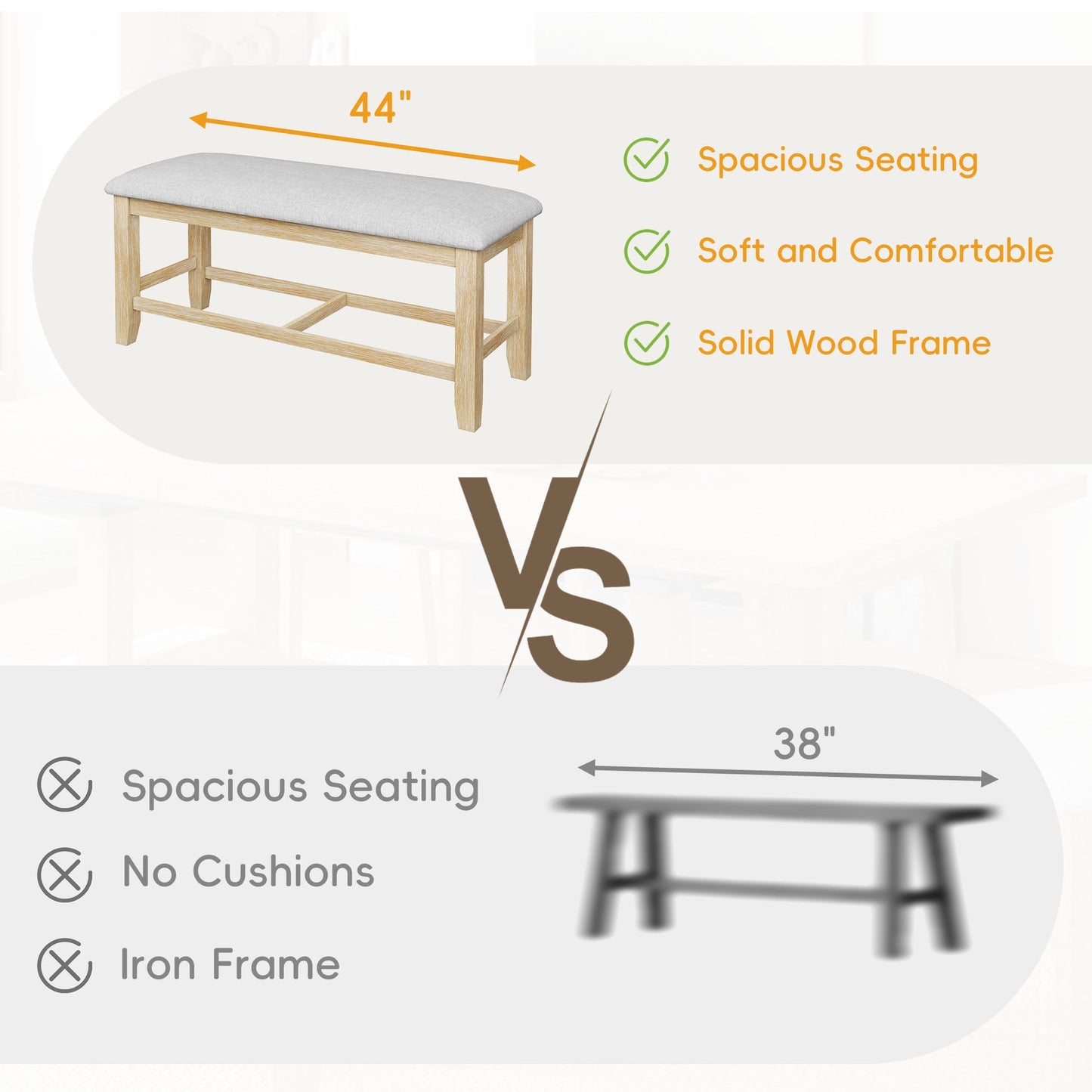 TOPMAX Farmhouse 6-Piece Extendable Dining Table Set