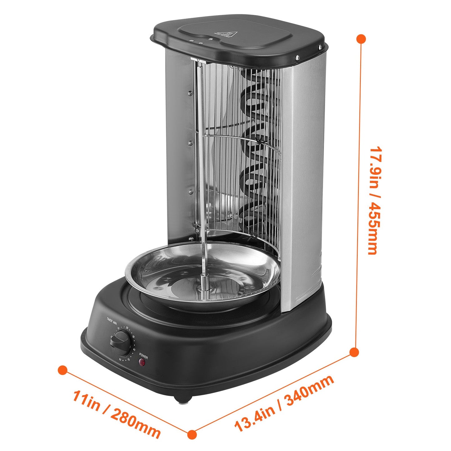 Stainless Steel Shawarma Grill Machine Vertical Gyro Rotisserie Doner