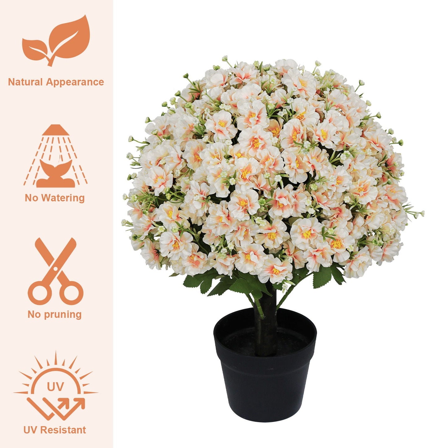 Artificial Snow Lotus Potted Plant, Artificial Floral Decor For Indoor & Outdoor Spaces - White / Pink