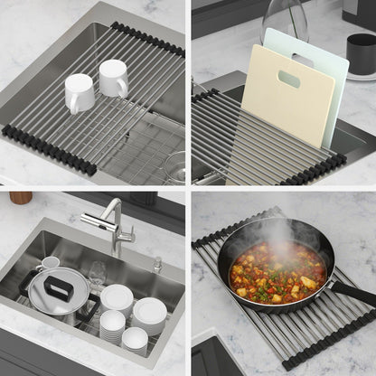 Drop-In Kitchen Sink With Pull-Out Faucet And Soap Dispenser