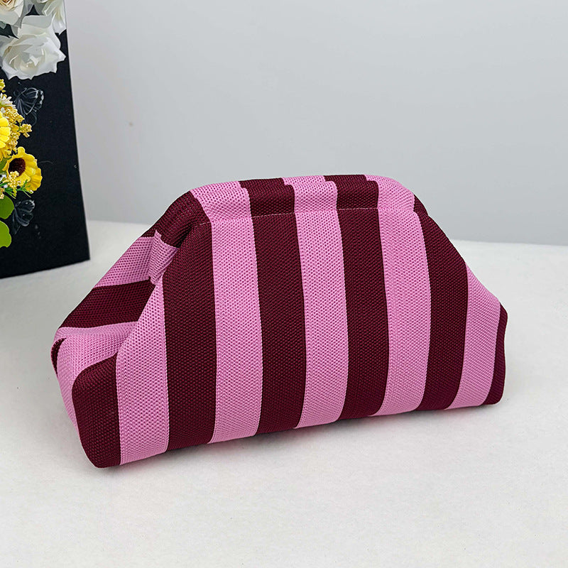 Womens Knitted Bag Striped Clutch