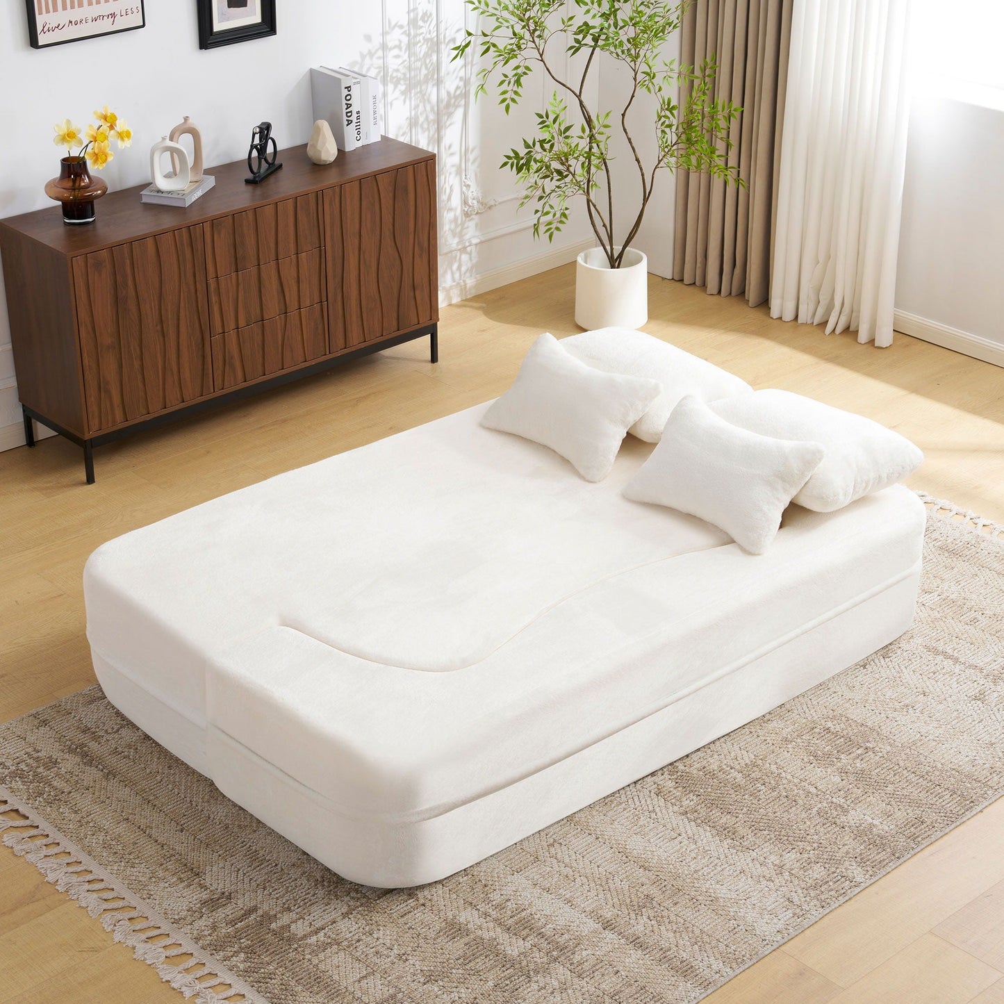 Modern Floor Sofa With 4 Pillows