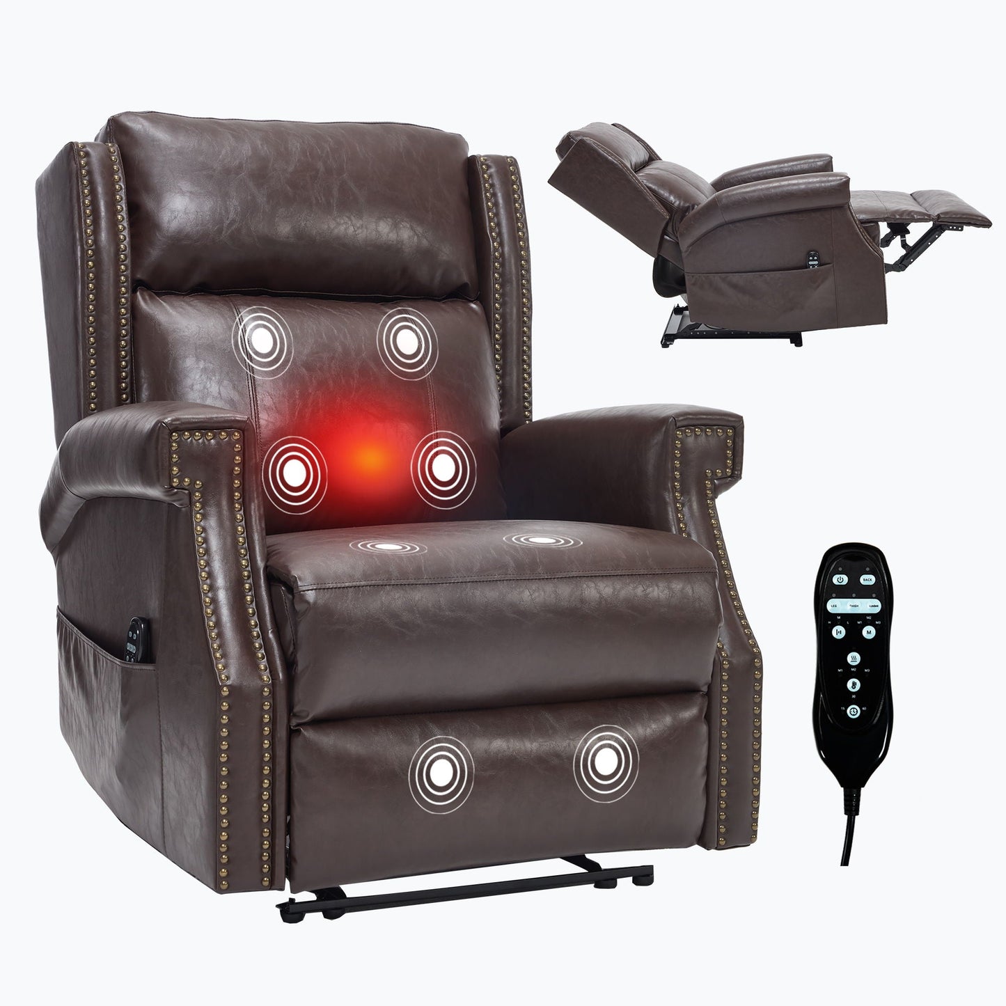 Manual Recliner Chair  With Heavy Duty Motion Mechanism, 8 Vibrating Nodes And 3 Massage Modes For Living Room