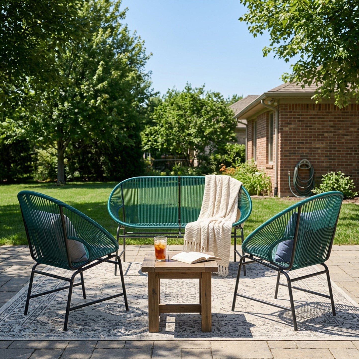 Nusa Outdoor Patio Wicker 3-Piece Chat Set
