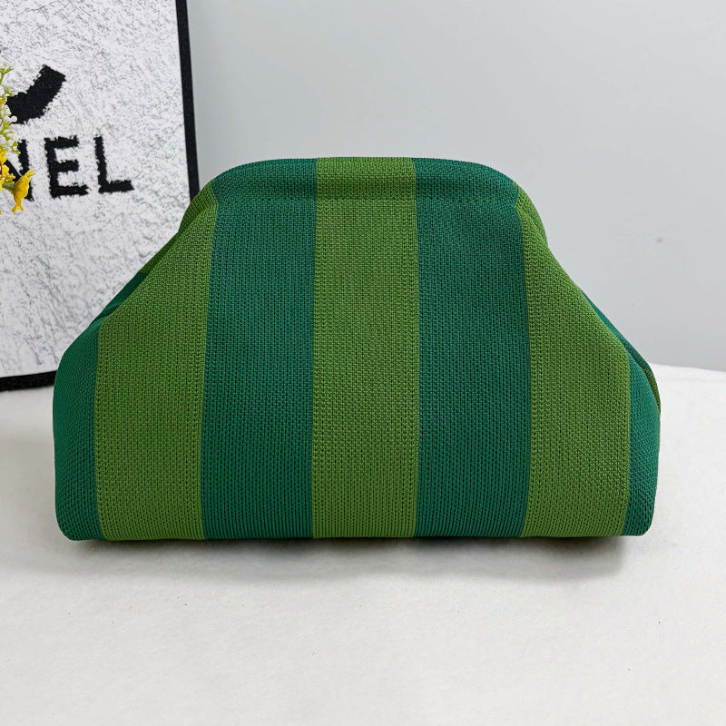 Womens Knitted Bag Striped Clutch