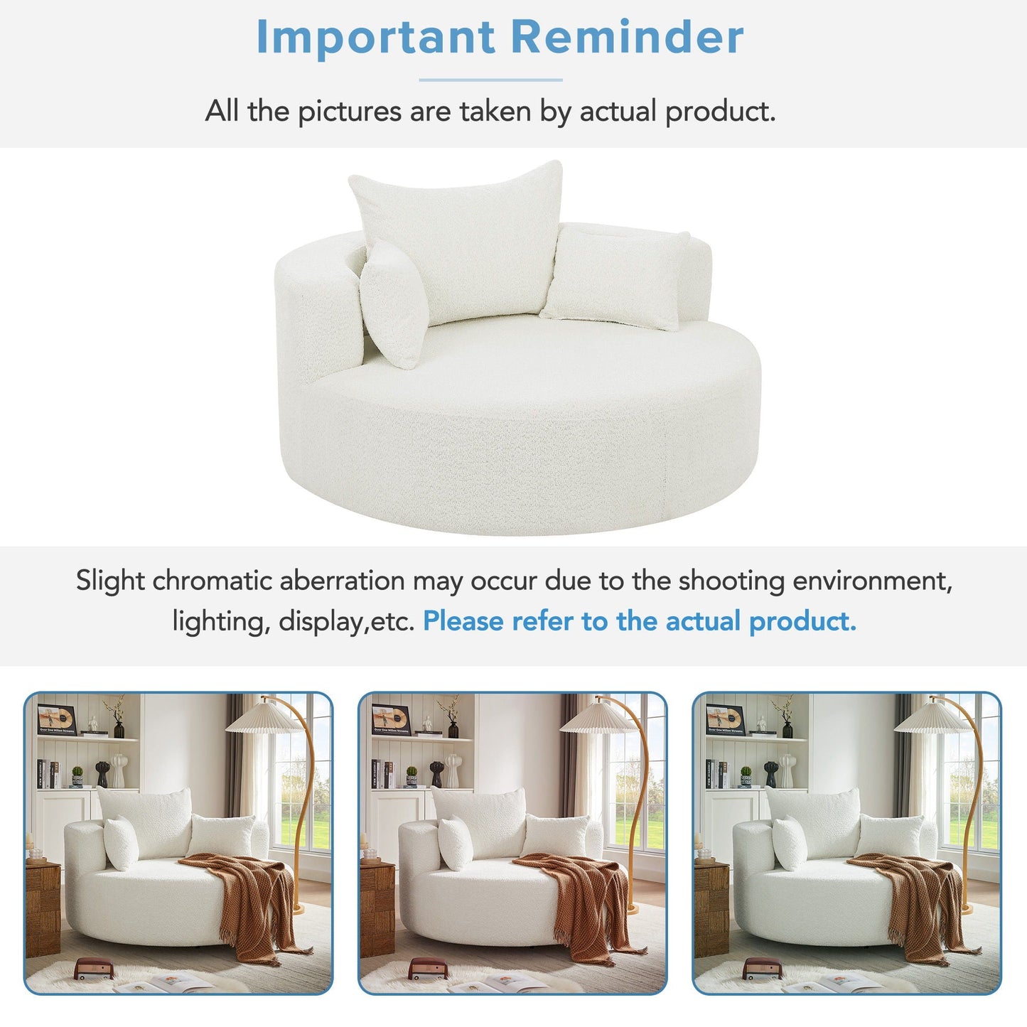 360° Swivel Chair Accent Barrel Chair With Removable Pillows