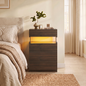 Nightstand with LED Lights and 4 Drawers