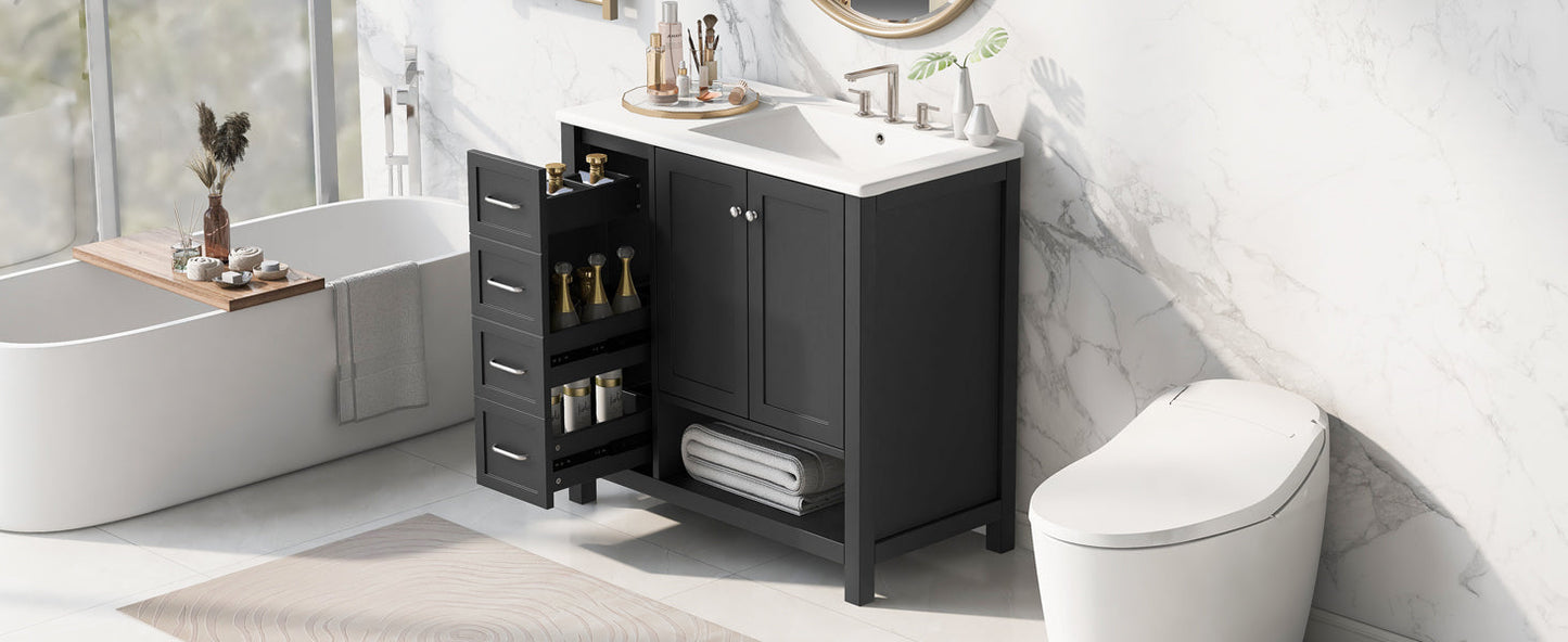36" Bathroom Vanity with Sink Top and Storage Cabinet