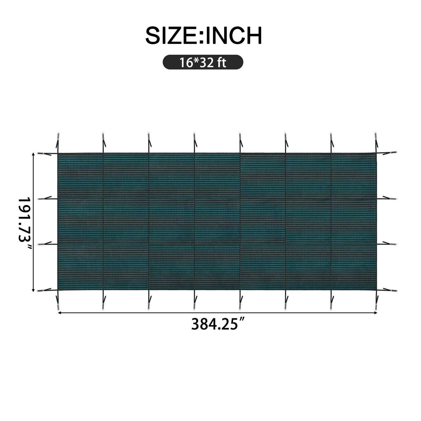 Swimming Pool Safety Cover, Fits 16x32ft Rectangular Pools