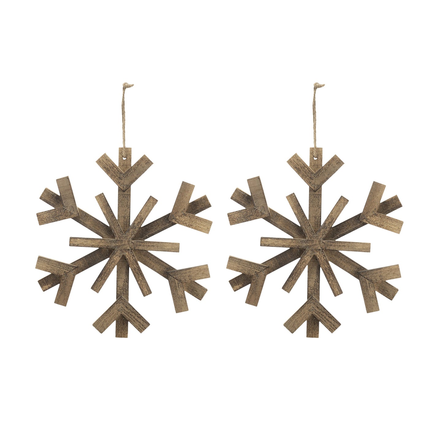 17.7" x 17.7" Large Fir Wood Snowflake Ornaments - Set of 2