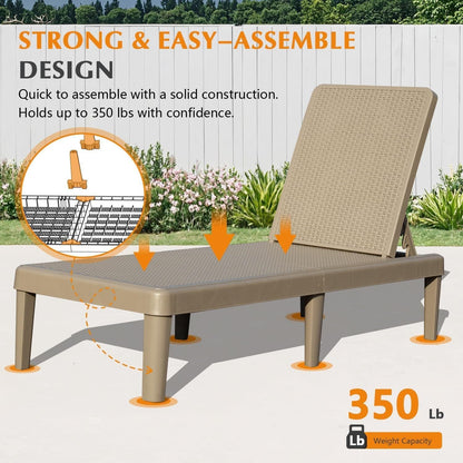 Pool Lounge Chairs Set of 2 with Adjustable Backrest