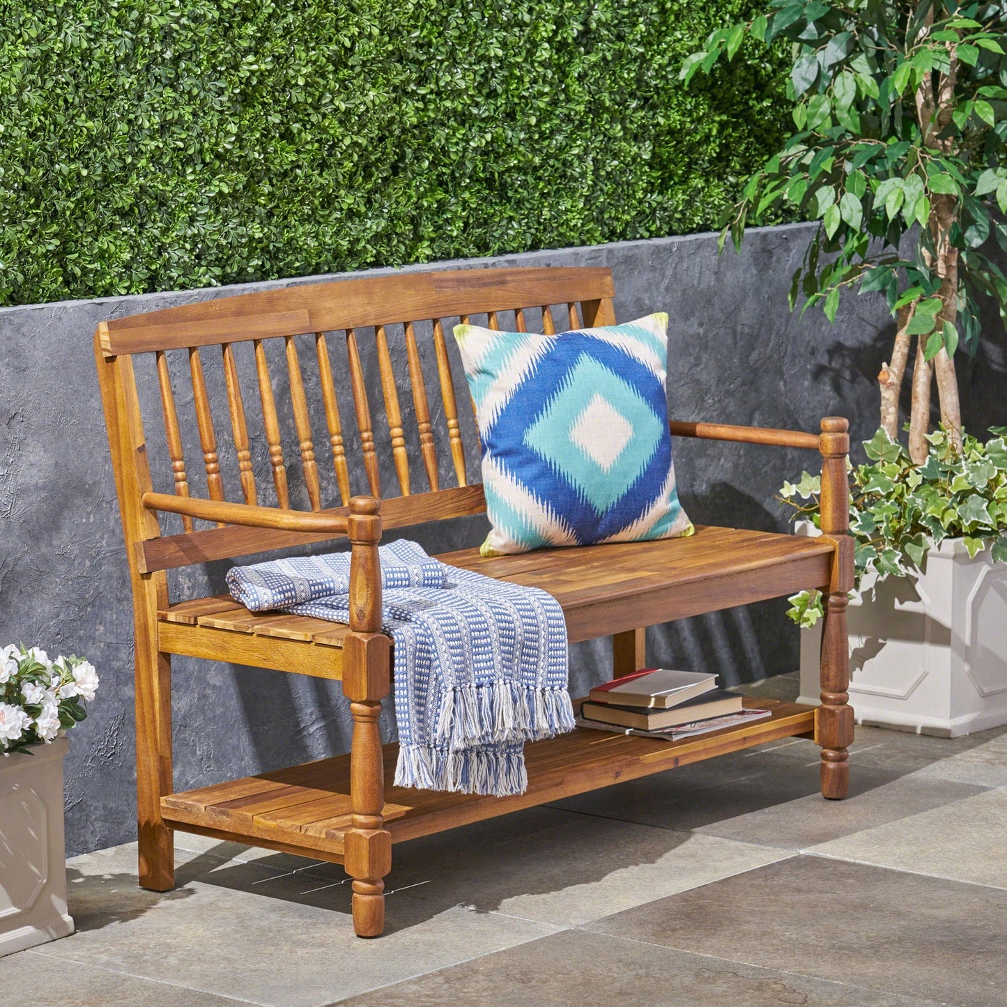 Imperial Bench With Built-In Shelf
