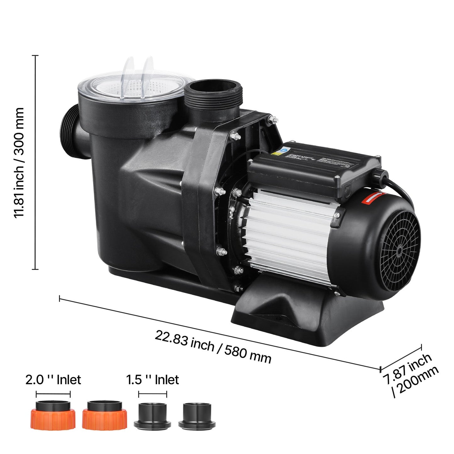 2 HP Above Ground Swimming Pool Pump Single Speed 122 GPM 3450 RPM 220V