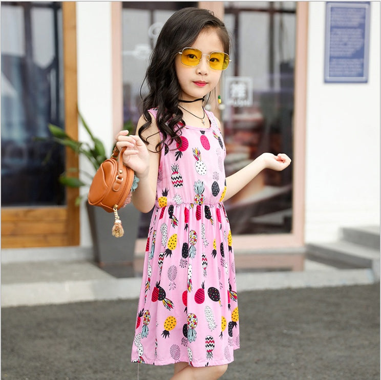 New tie dye layered cute Summer cotton silk dress floral dress for girls