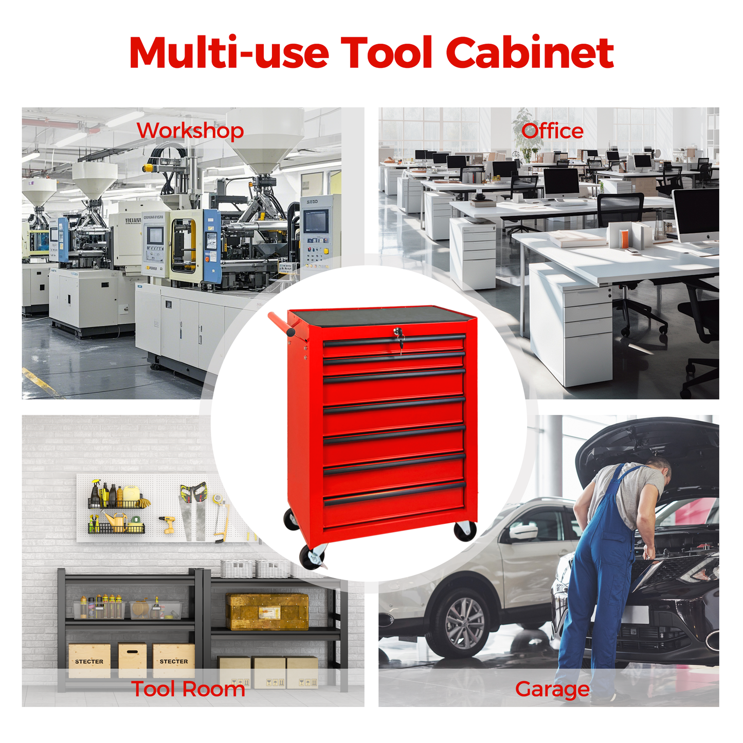 Rolling Metal Tool Chest with 7 Drawers - 20" Steel Cabinet