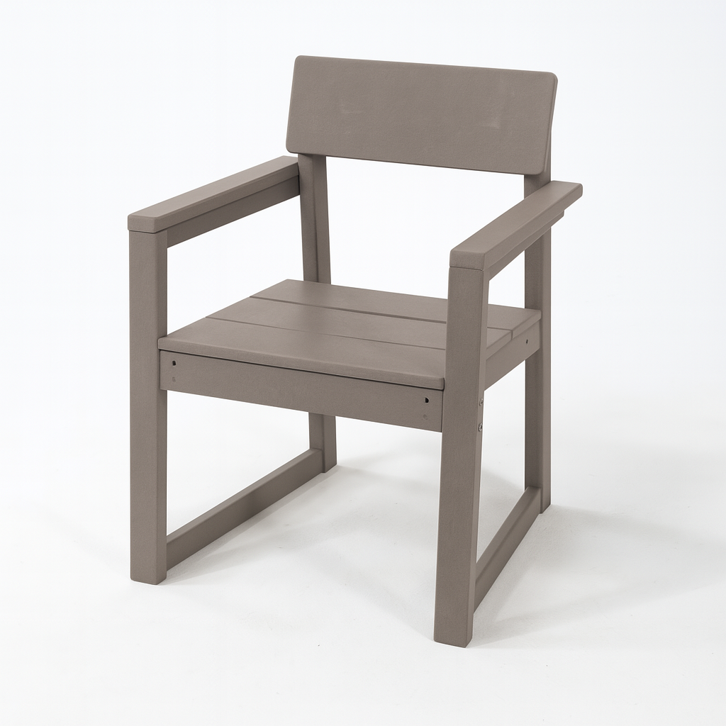 Antique Wood Color HDPE Outdoor & Garden Armchairs with Backrest