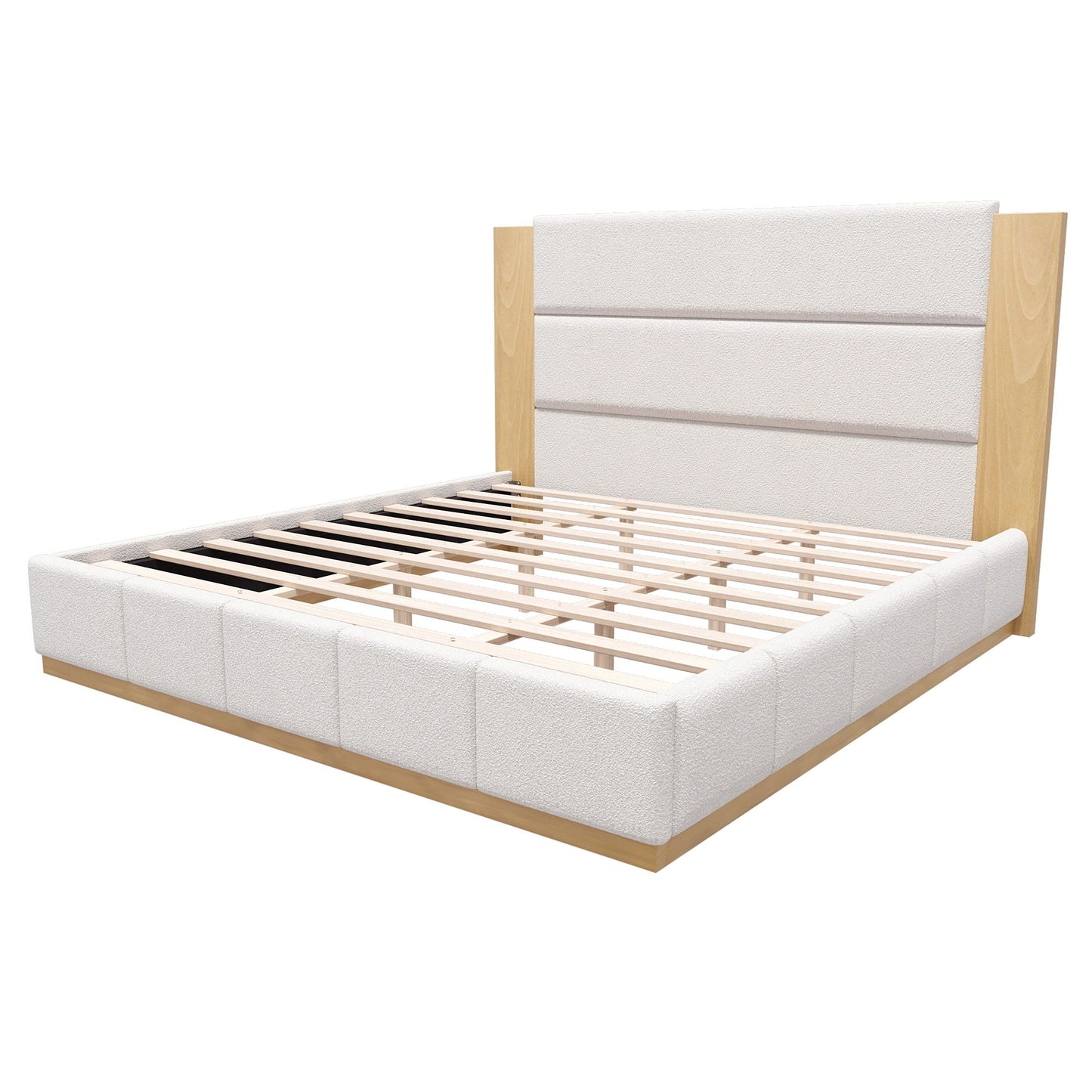 Modern Upholstered Platform Bed With Extended Headboard