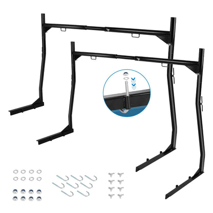 1Pair Extendable Truck Ladder Rack Non-Drilling Pick-up Truck Bed Utility Rack Adjustable Steel Truck Rack with 800LBS Capacity for 47.2-72.8in Wide T