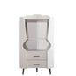 Corner Bar Cabinet With Mirrored Back, 2 Open Shelves & 2 Drawers