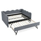 Gingham Daybed With USB Charging Port, Wave-Shaped Design