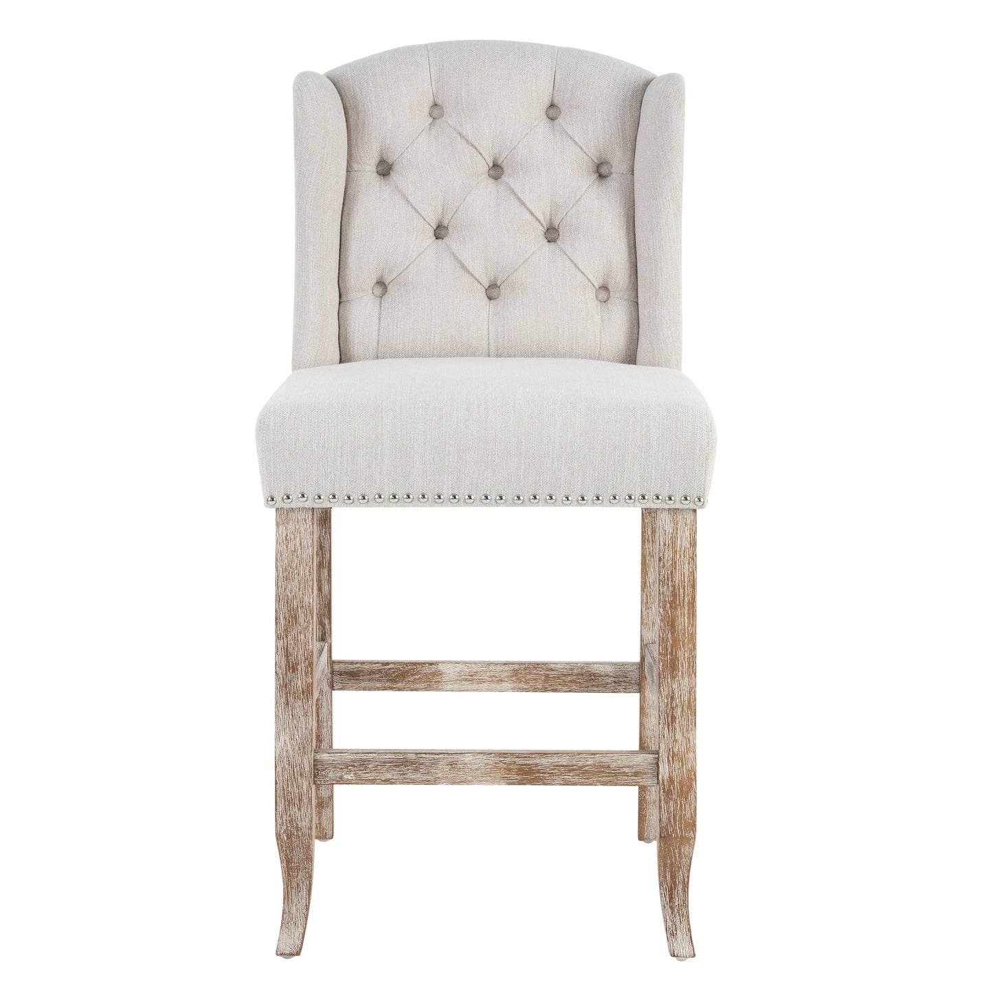 26.78'' Seat Height Vienna Contemporary Fabric Tufted Wingback Counter Stools, Set of 2